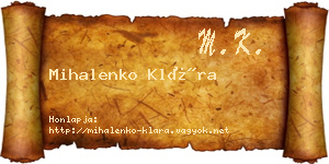 Mihalenko Klára névjegykártya